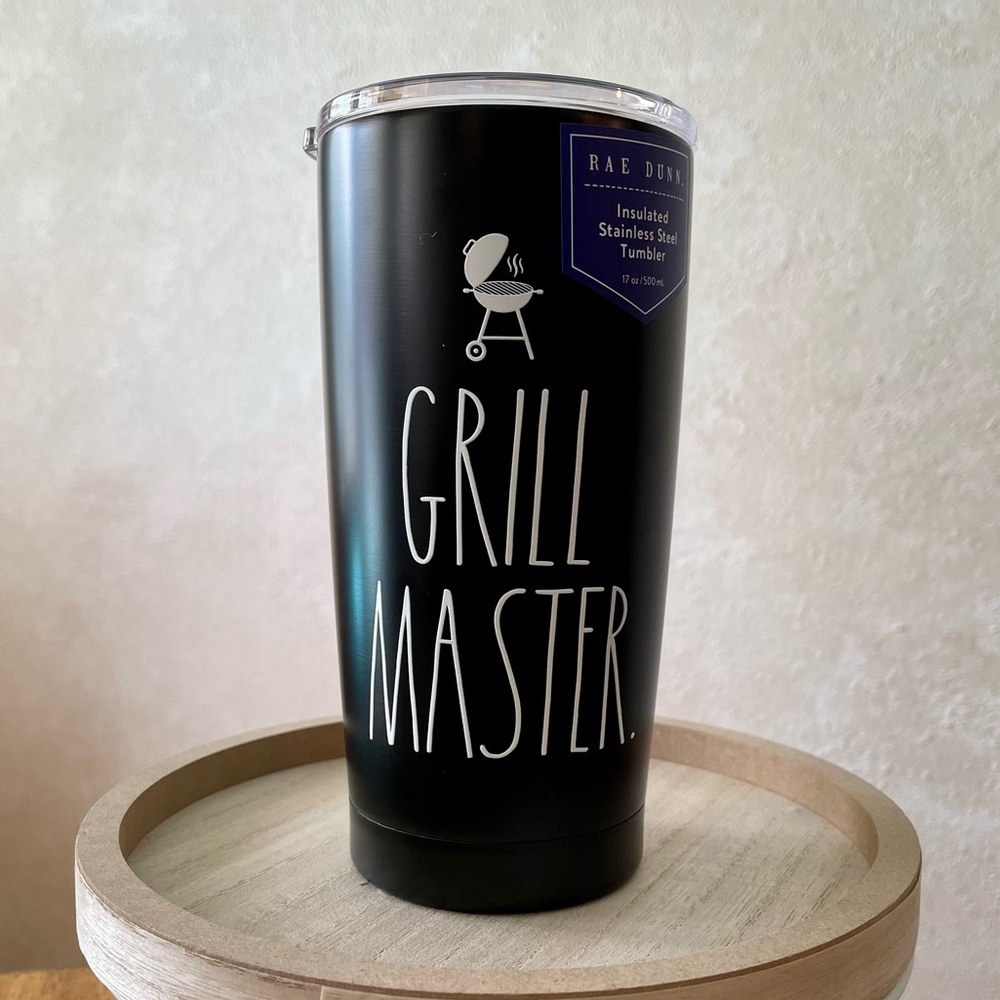Rae Dunn GRILL MASTER Grill Design Insulated Stainless Steel Tumbler BRAND NEW!